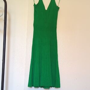 A New Day Green Sheath Midi Dress Spaghetti Strap Knitted